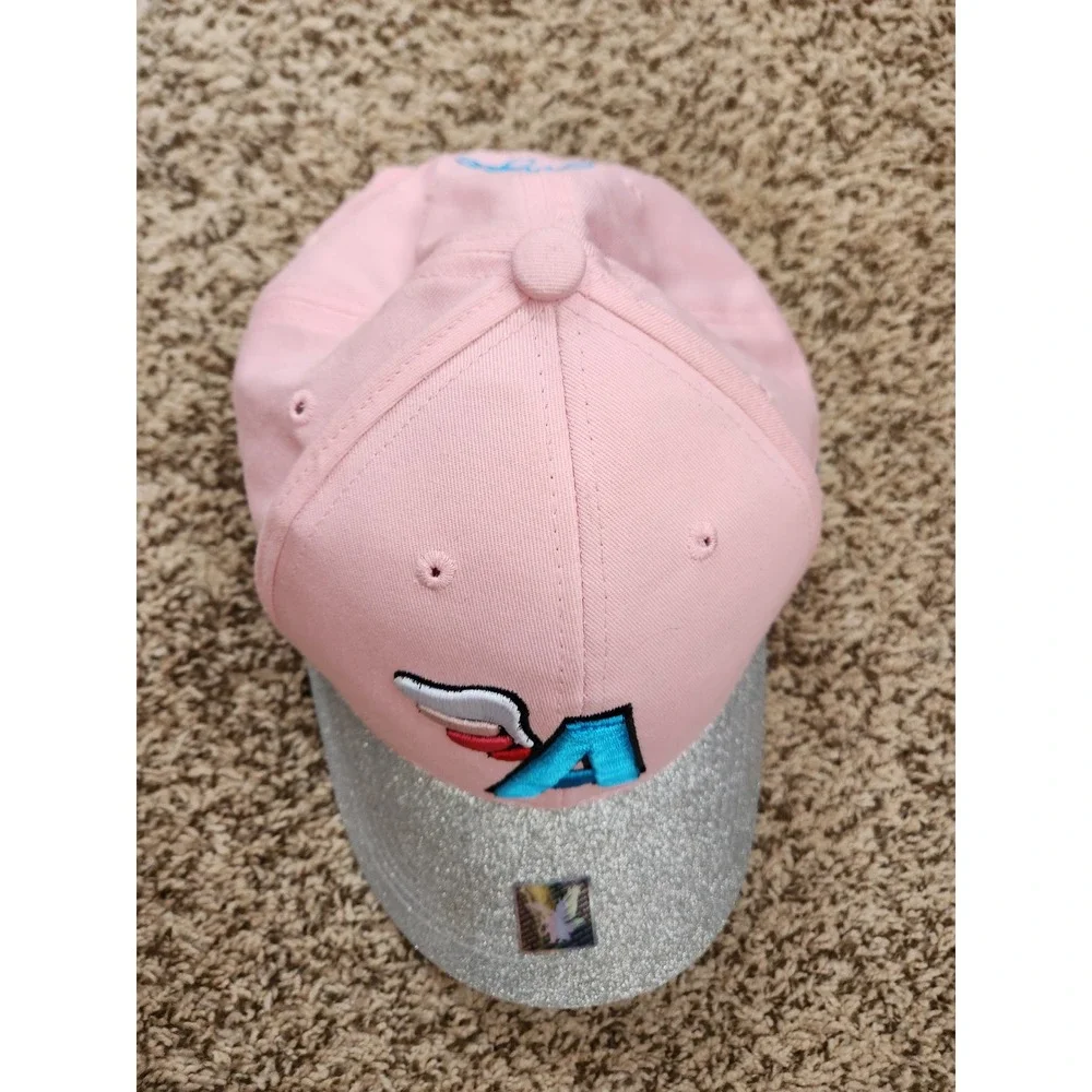 Ace Cap‎ Inc Pink Angel Baseball Hat Silver Glitter Brim Winged A Embroidered
